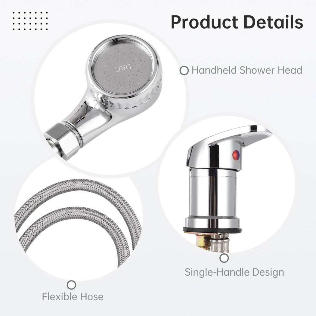 White Smoke Homaisson Beauty Salon Shampoo Sink Bowl Faucet and Sprayer Kit, Leak-Proof Shampoo Bed Faucet with Metal Hose, Hot and Cold Mixer Tap Sprayer Set for Hair Beauty Salon