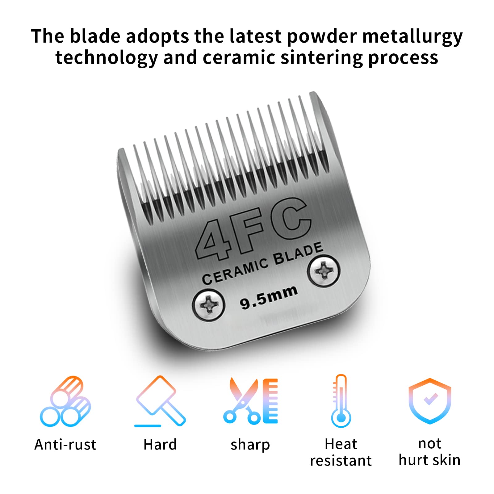 White Smoke DODAER 3 Pack 4FC Detachable Pet Dog Grooming Ceramic Blades,Compatible with Andis,Oster A5,Wahl KM-10 Series,Size 4FC Blade 3/8-Inch 9.5MM Cut Length