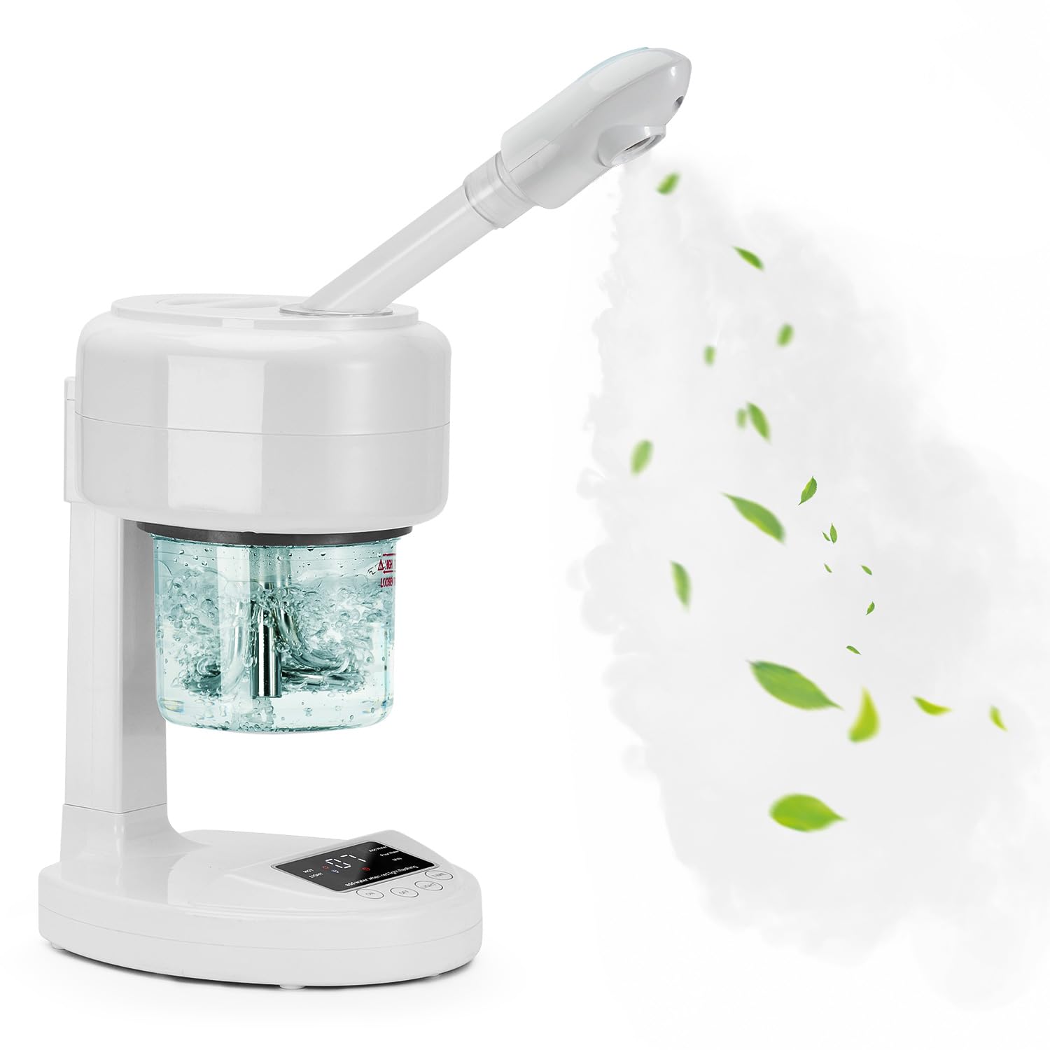 White Smoke JOSTZHXIN Facial Steamer Nano Ionic Face Steamer with Extendable Arm,Portable Facial Steamer 360°Rotating Nozzle Esthetician Steamer for Personal Care at Home or Salon