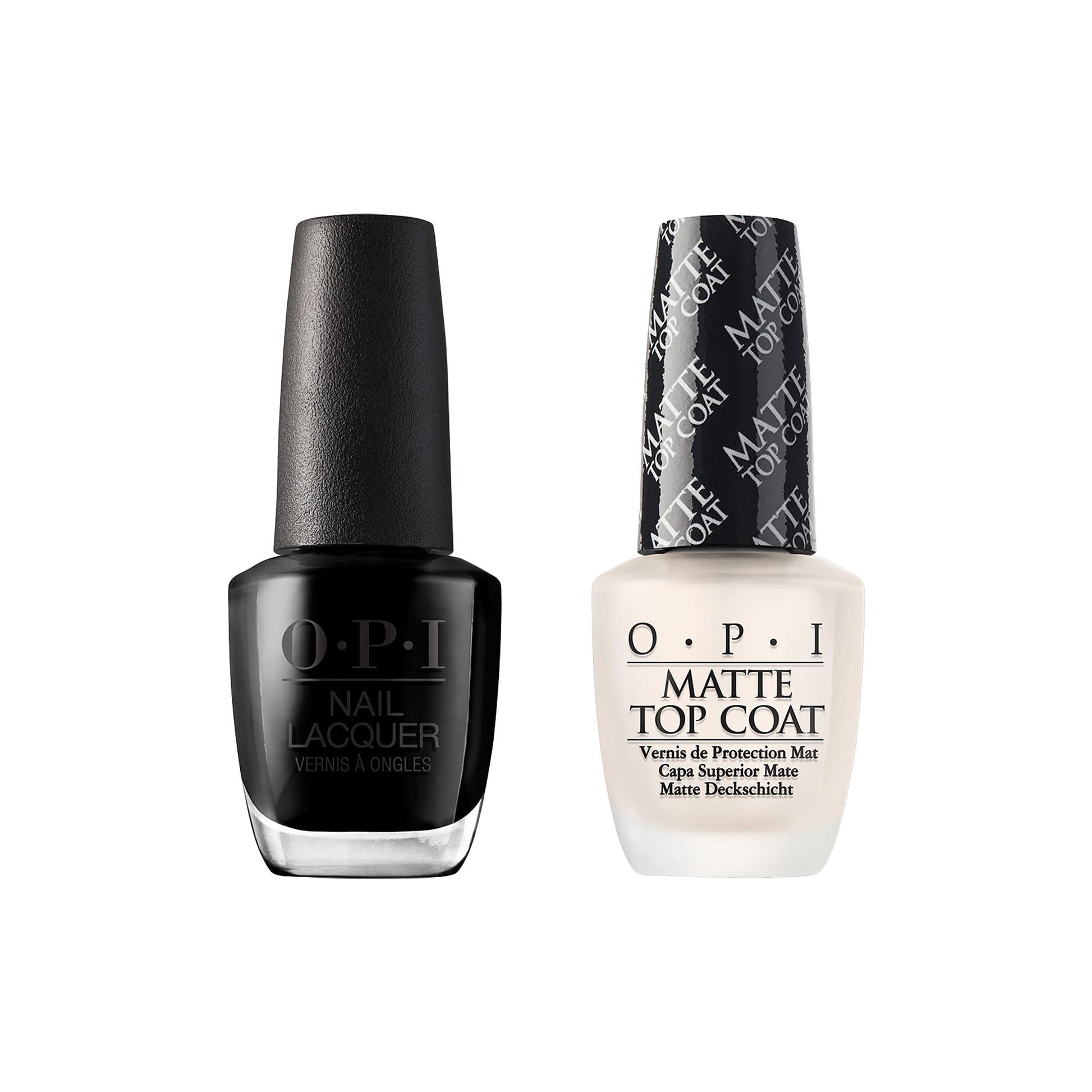 White Smoke OPI Nail Lacquer, Black Onyx & Matte Top Coat Bundle