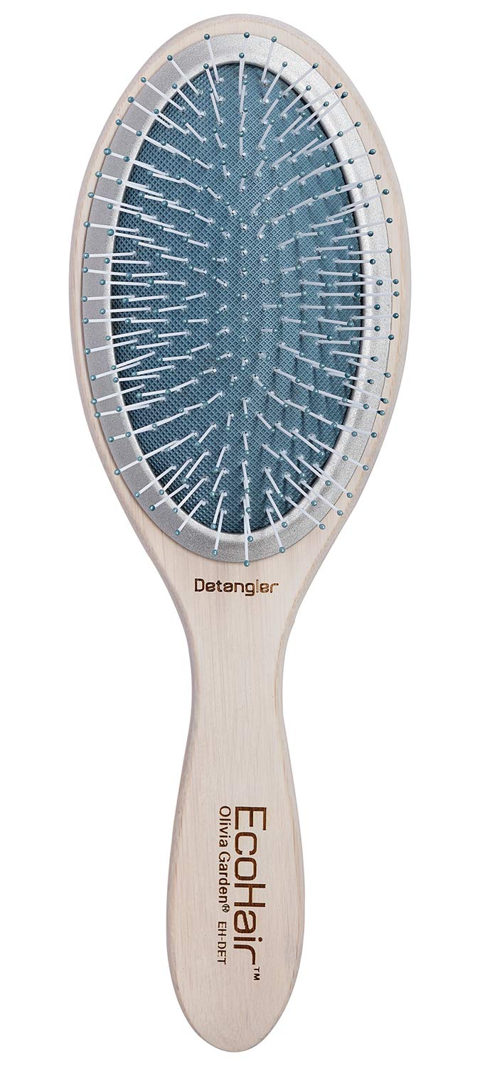White Smoke Olivia Garden EcoHair Bamboo Hair Brush, Detangler, EH-DET