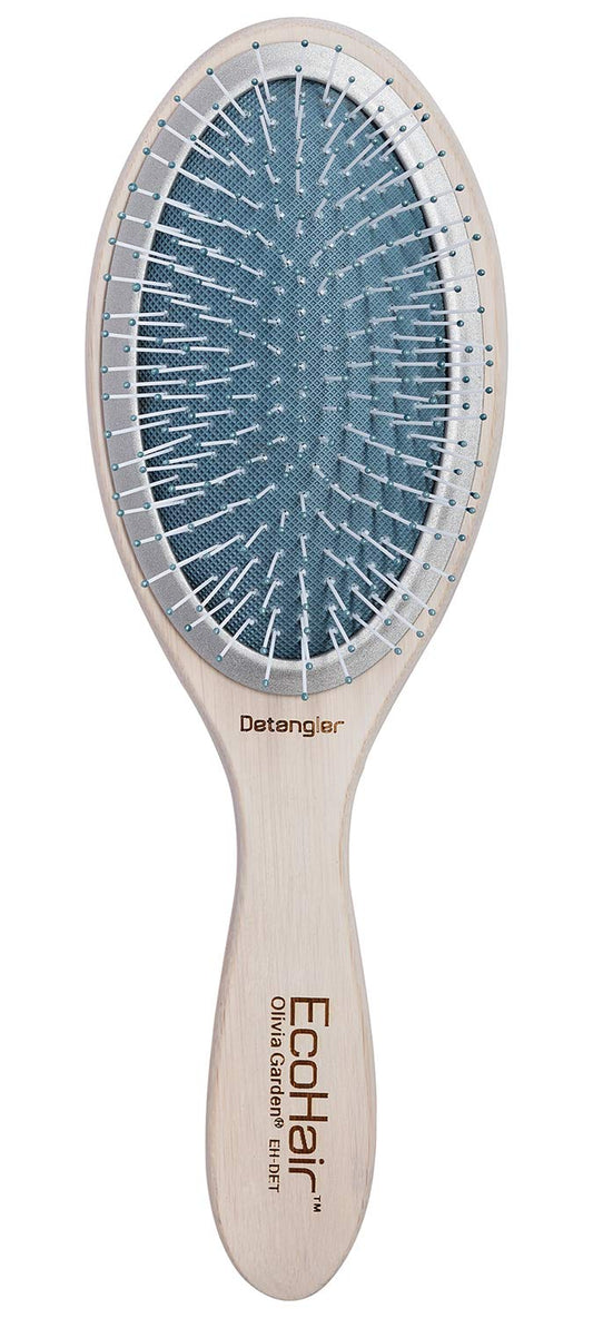 White Smoke Olivia Garden EcoHair Bamboo Hair Brush, Detangler, EH-DET