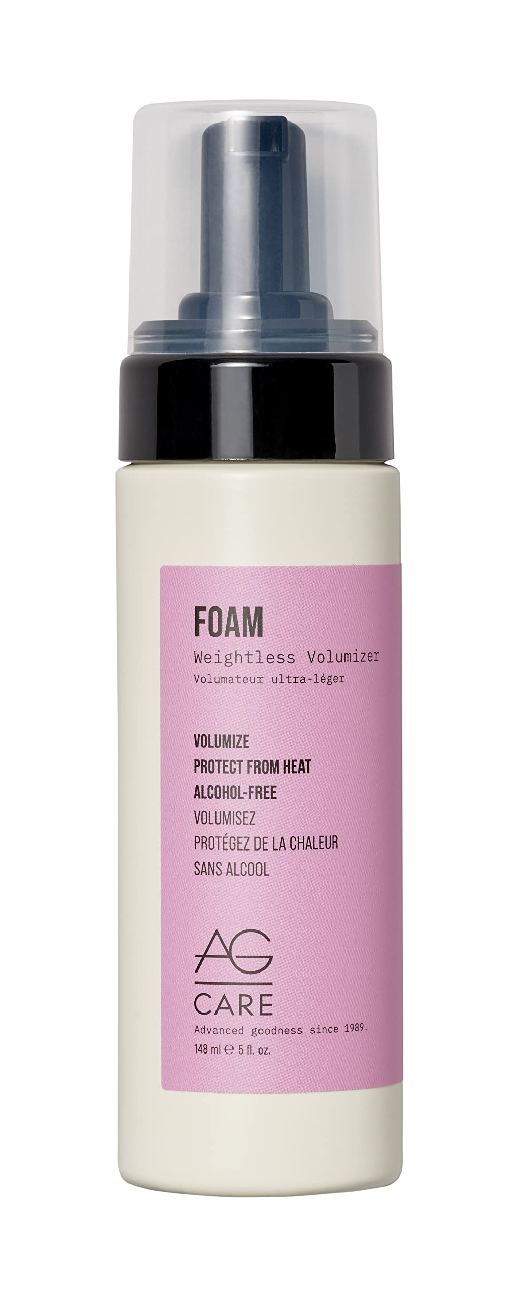 Light Gray AG Care Foam Weightless Volumizer, Lightweight with Heat Protection for Fuller Looking Hair, 5 Fl Oz