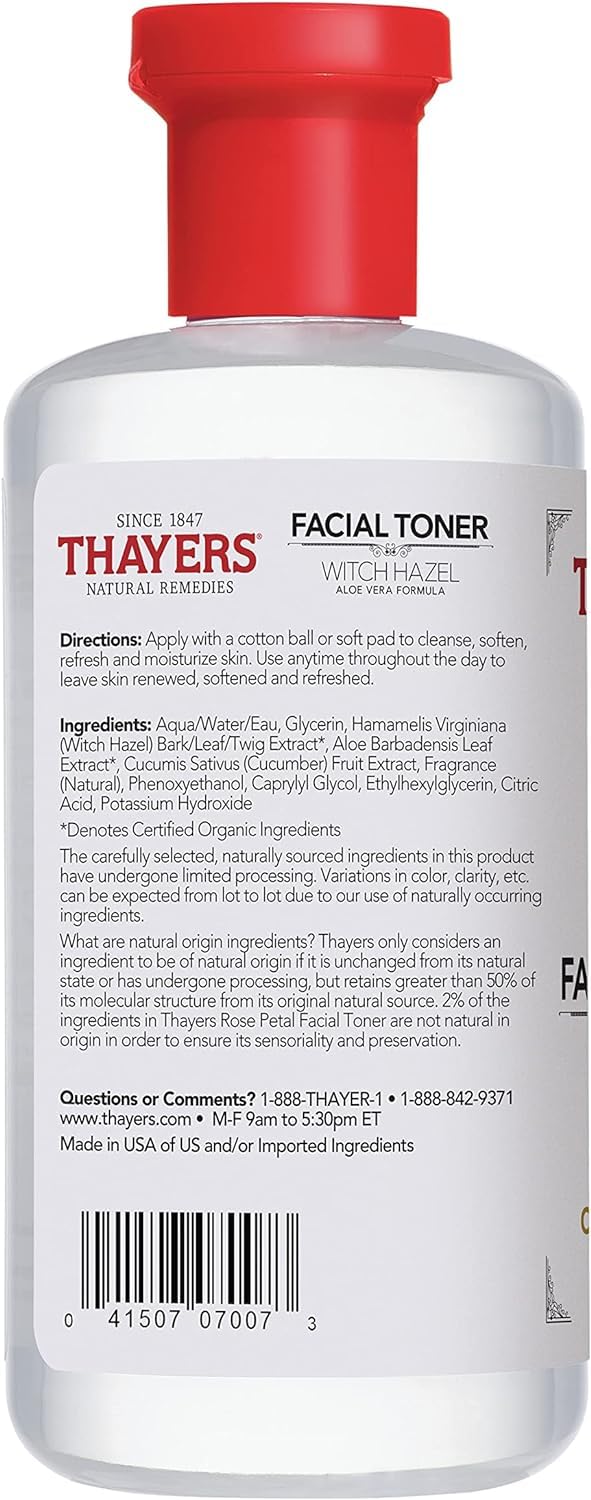 Light Gray Thayer Cucumber Witch Hazel with Aloe Vera Formula, 12 Fluid Ounce
