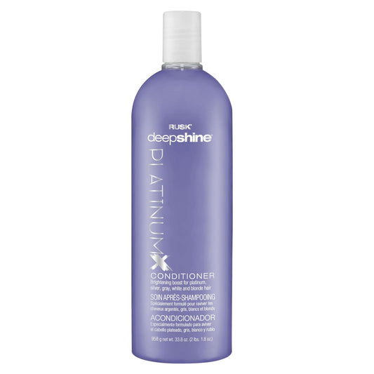 Light Slate Gray RUSK Deepshine PlatinumX Conditioner, Eliminates Brassiness, Brightening Boost for Platinum, Silver, Gray, White, and Blonde Hair, 33.8 oz