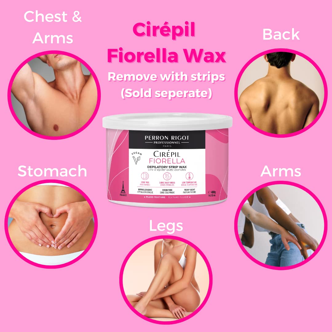 Light Pink Cirepil - Fiorella - 400g / 14.11 oz Soft Wax Tin - Fresh Peony Scent & Rosin-Free Formula - Beginner-Friendly Strip Wax for Face & Body - Low Temp Refill Tin, Strips Needed