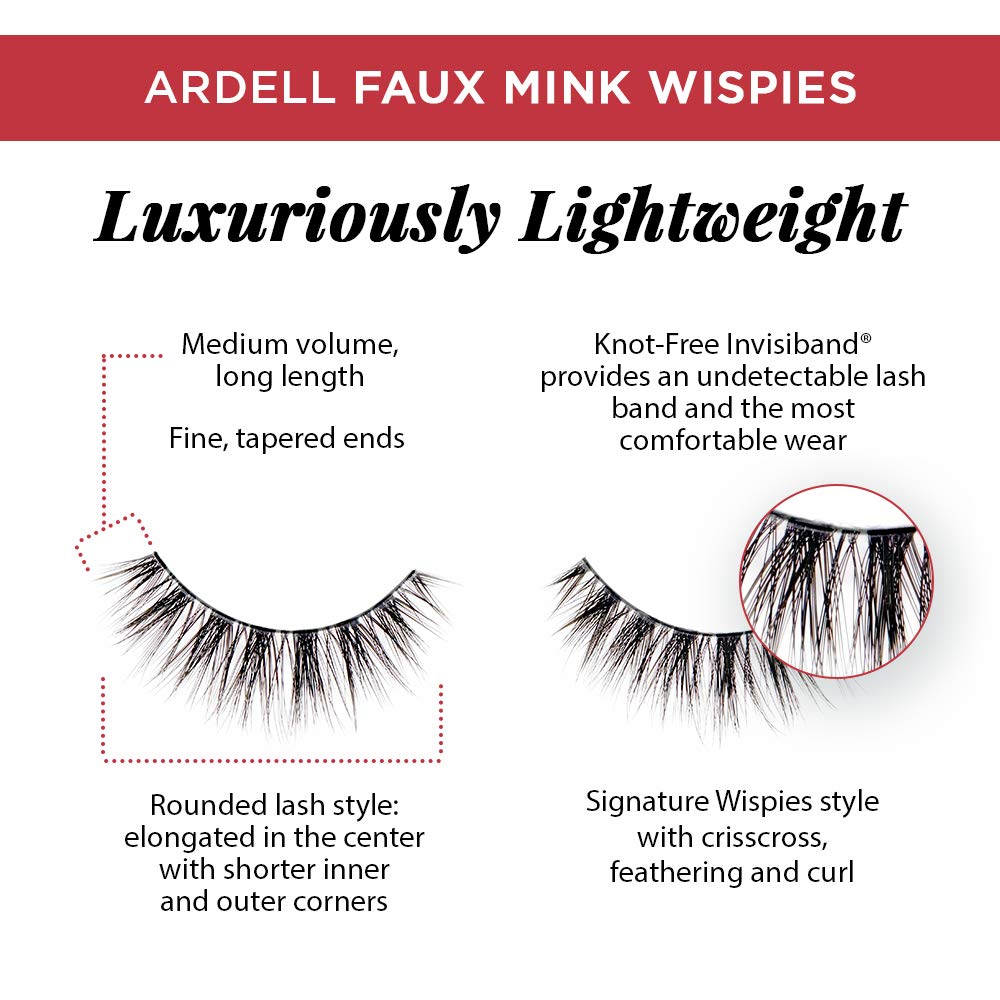 White Smoke Ardell Faux Mink False Eyelashes, Wispy Natural Lashes, Reusable, Soft & Lightweight for Everyday Glam, Multipack - 2 Pack x 4 Pairs