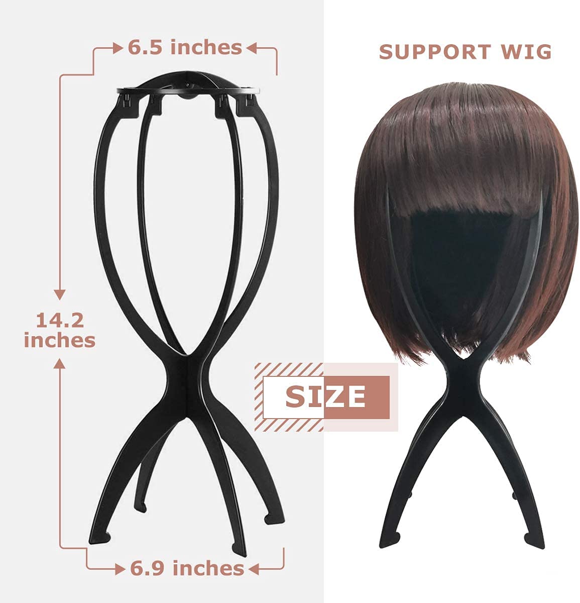 White Smoke Dreamlover Wig Stand, Wig Head Stand, Wig Holder for Multiple Wigs, Black, 3 Pack