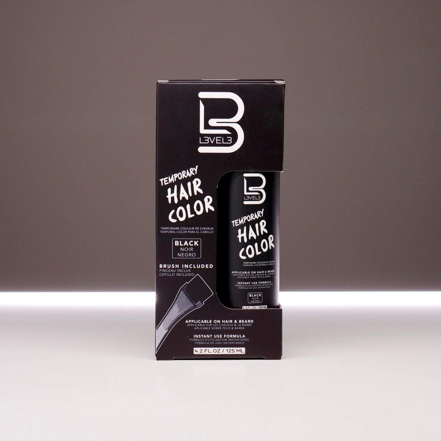 Dim Gray L3 - Temporary Beard Color - Full Beard in Minutes - Easy to Apply and No Mixing Required - Level 3 Natural Looking Black Dye