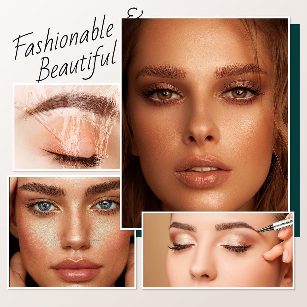 White Smoke Microblading Eyebrow Pencil, 2024 NEW Magic Eyebrow Tattoo Pencil 4 Fork Tip, Create Natural Hair-Like Brows, Waterproof Brow Pencil with Micro-Fork Tip (Dark Brown)