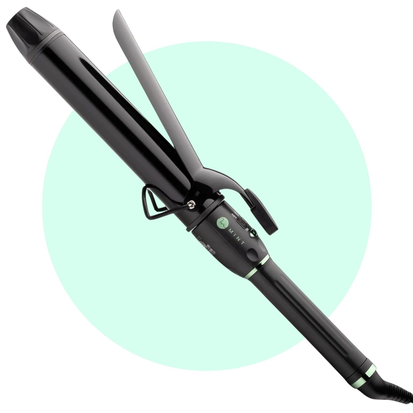 White Smoke MINT Professional Extra Long Hair Curling Iron 1 1/2 inch | 2-Heater Ceramic Barrel that Stays Hot | 1.5 Inch Hair Iron Curler for Beach Waves | Travel-Ready International Dual Voltage
