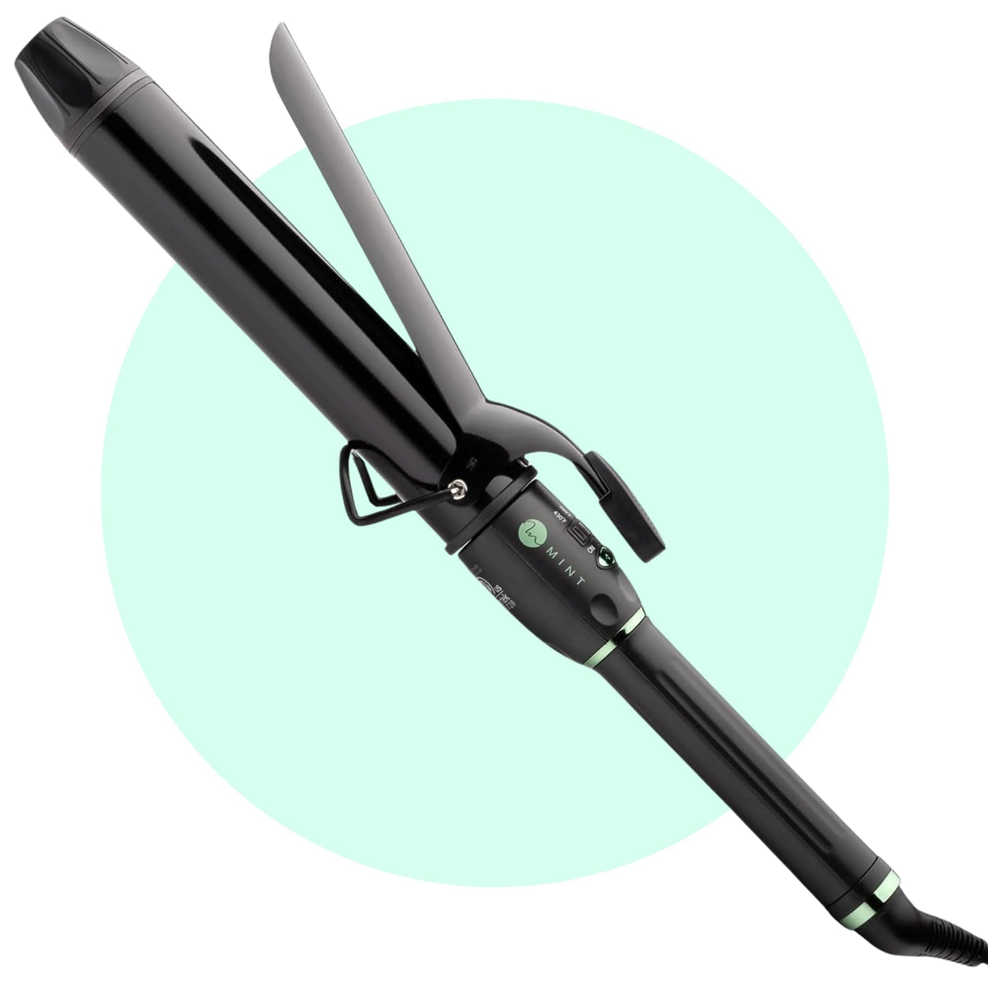 White Smoke MINT Professional Extra Long Hair Curling Iron 1 1/2 inch | 2-Heater Ceramic Barrel that Stays Hot | 1.5 Inch Hair Iron Curler for Beach Waves | Travel-Ready International Dual Voltage