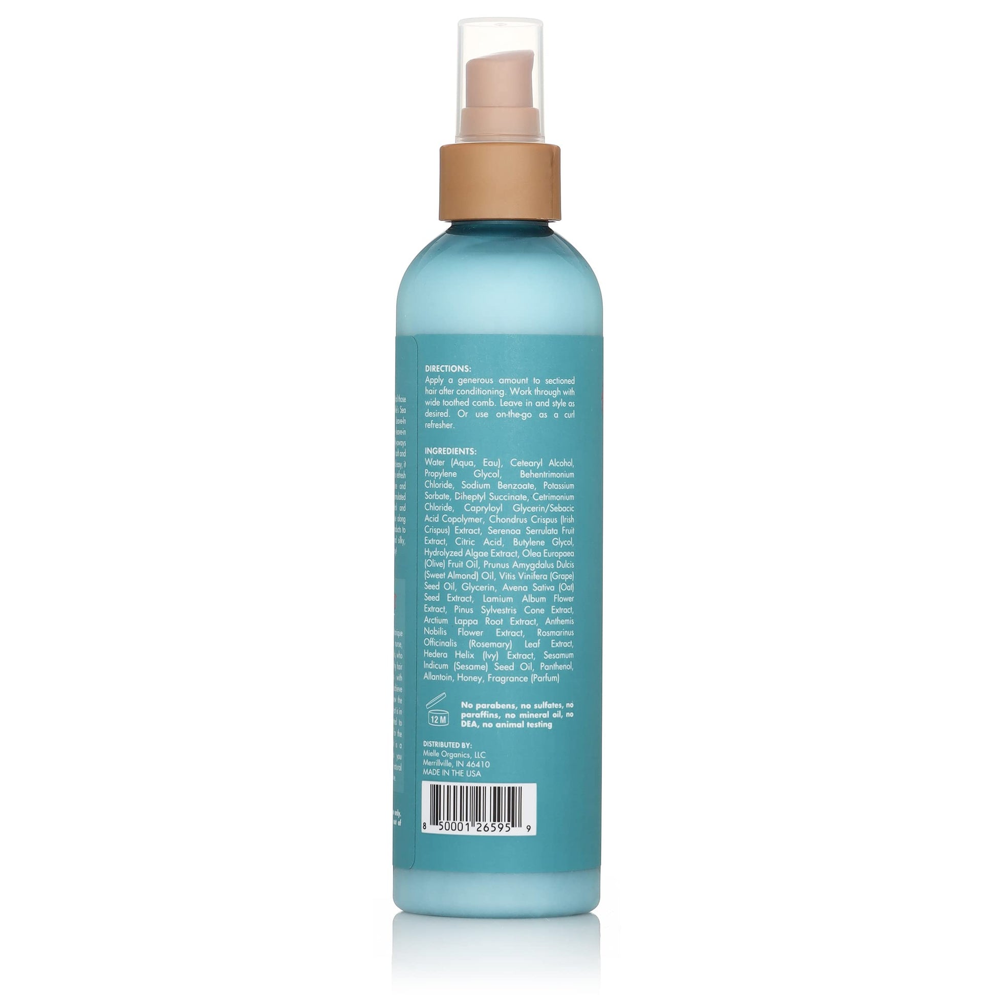 White Smoke Mielle Organics Sea Moss Anti-Shedding Leave In Conditioner for Curly Hair - Moisturizing Leave In Treatment Spray to Detangle, Style and Refresh Curls (8 Oz)