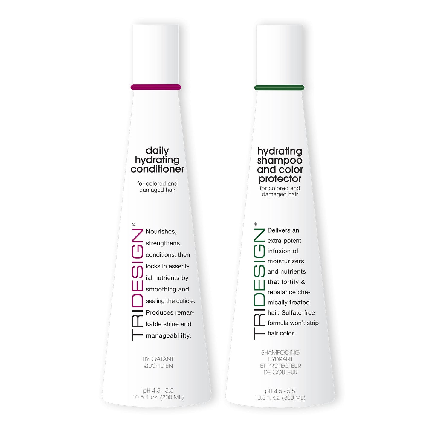 White Smoke TRI Design Hydrating Shampoo & Conditioner Set - Sulfate Free Shampoo & Conditioner for Dry & Damaged Hair - Protect, Repair, and Moisturize Curly, Straight, Wavy, and Color-Treated Hair - 10.5 Ounce
