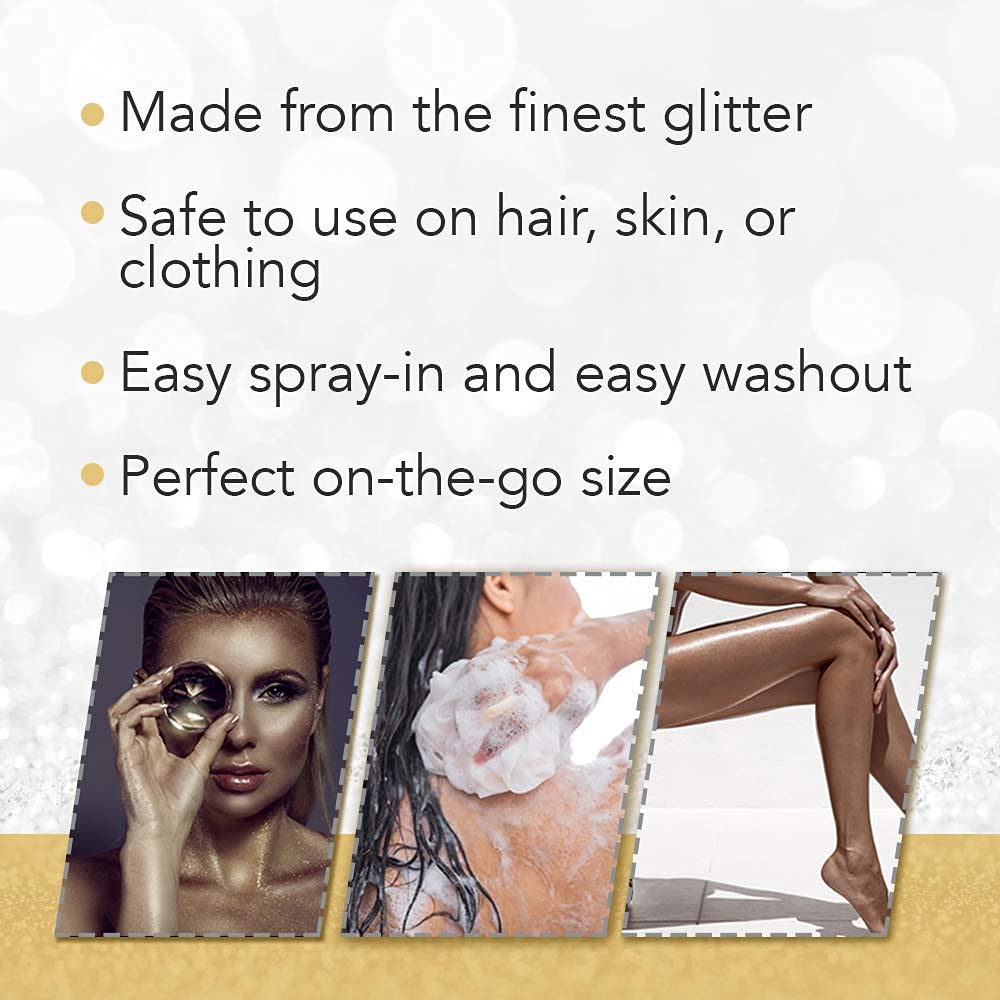 White Smoke Punky Colour Temporary Hair and Body Glitter Spray, Gold/Silver – Glitters Hairspray, Adds Shimmery Glow, Hair Glitter for Kids, Women, Men, 3.5 oz