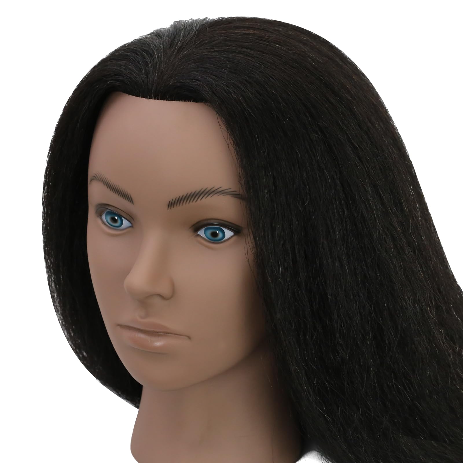 Black Sirydtm 18" Mannequin Head Human Hair 100% Real Human Hair Mannequin Head Cosmetology Makeup Doll Training Head With Table Clamp Stand for Curling, Cutting Dyeing & Hairdresser School Training