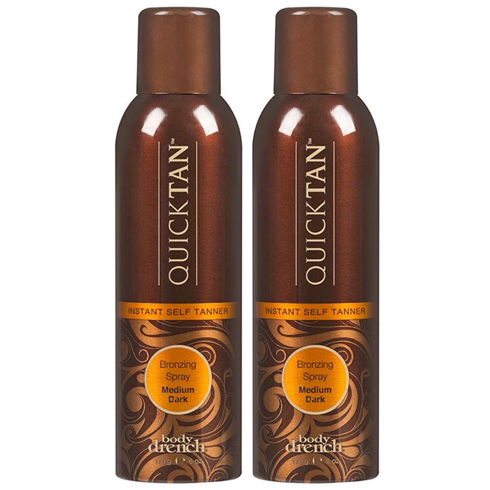 Dark Olive Green Body Drench QuickTan Instant Bronze Self Tanning Spray – Fast-Drying Self Tanner Spray for Natural-Looking Tan, 6 oz, 2 Pack