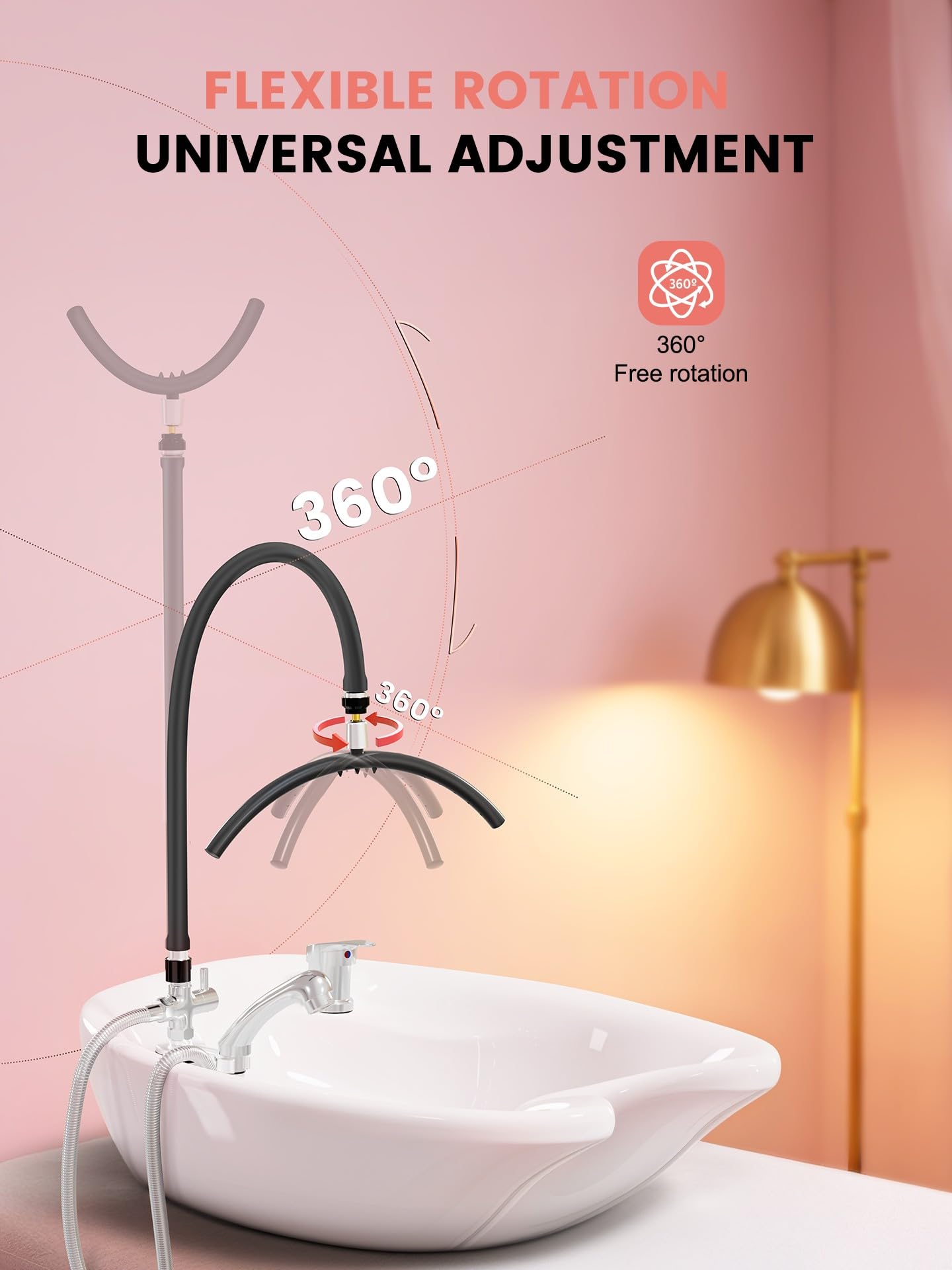 Thistle Head Spa Tools - Professional Shampoo Bowl Waterfall Equipment, Easy-Install Sink Faucet Hose Attachment for Hair Salon, Home & Salon