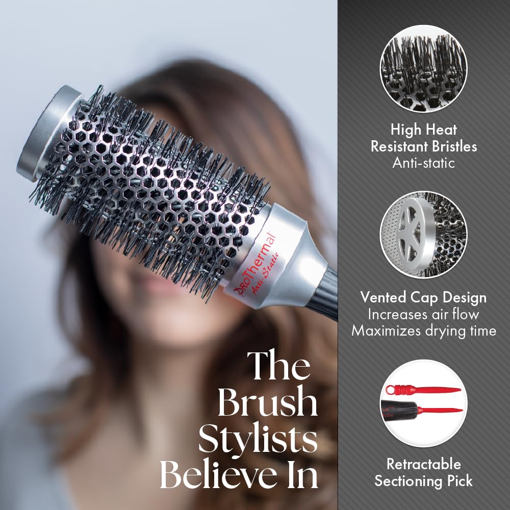 Dim Gray Olivia Garden ProThermal Anti-Static Round Hair Brush (not electrical) (1")
