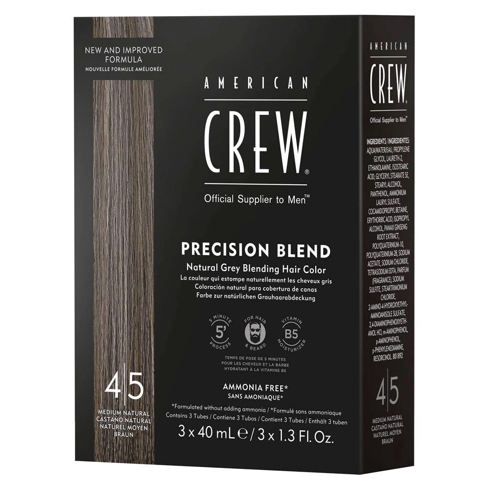 Black American Crew Men's Temporary Hair Color, Temporary Hair Dye, Natural Gray Coverage, Mednatural, 1.35 Fl Oz