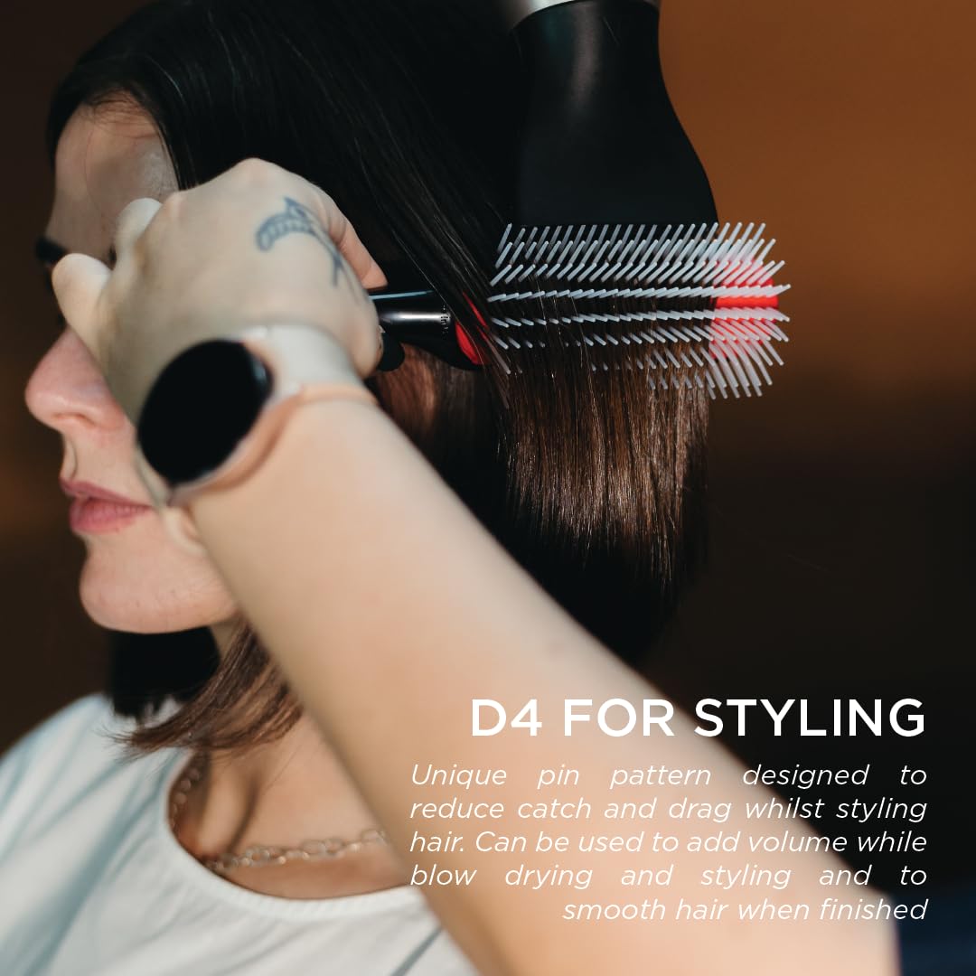Black Denman D4 Original Curl Definer & Styler, Curly Hair Brush for Women & Men – 9 Row Detangling & Curl Defining Brush for Smooth Defined Curls - a Precision Styling Brush for straight hair