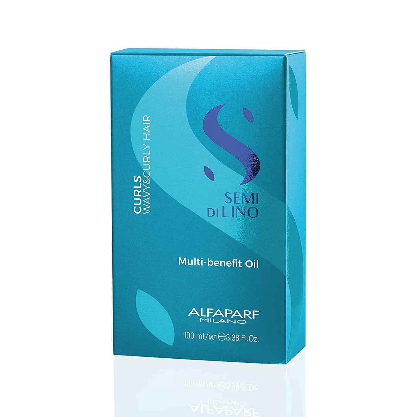 Dark Cyan Alfaparf Milano Semi di Lino Curls Nourishing Hair Oil for Wavy and Curly Hair- Lightweight Multi-Benefit Serum - Reduces Frizz - Adds Shine and Hydration - Humidity and Heat Protection - 3.38 fl. oz.