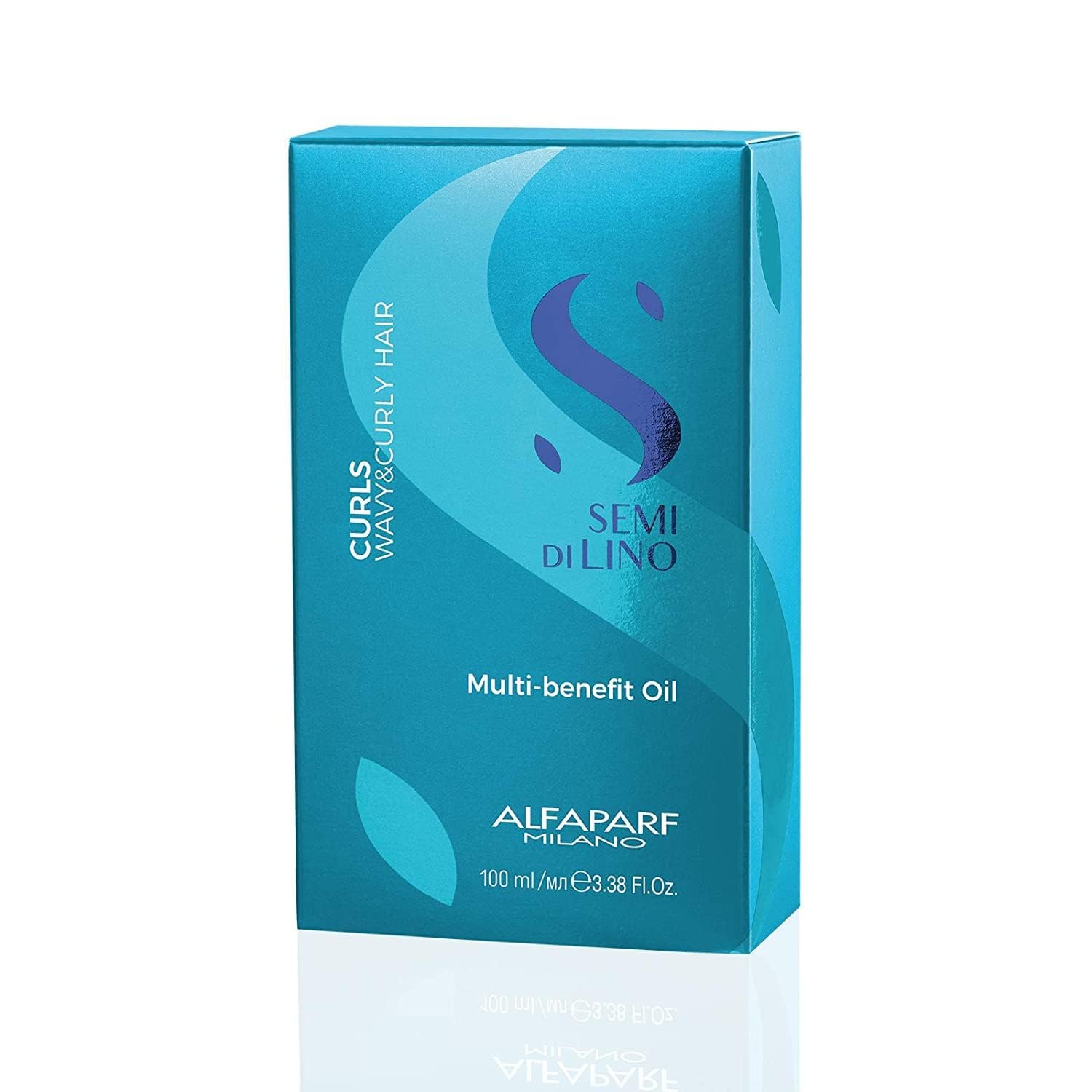 Dark Cyan Alfaparf Milano Semi di Lino Curls Nourishing Hair Oil for Wavy and Curly Hair- Lightweight Multi-Benefit Serum - Reduces Frizz - Adds Shine and Hydration - Humidity and Heat Protection - 3.38 fl. oz.