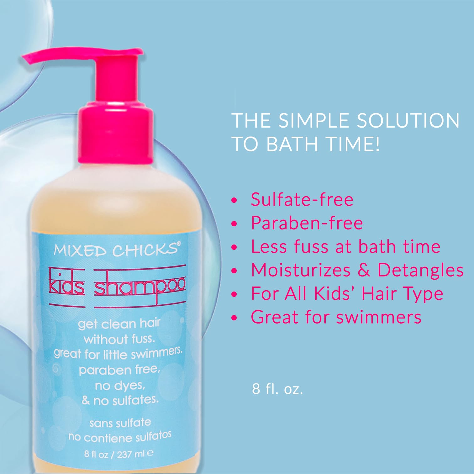 Light Steel Blue Mixed Chicks Kid's Quad Pack - Shampoo, Conditioner, Leave-in Conditioner, Tangle-Tamer, 8 fl.oz (Pack of 4)