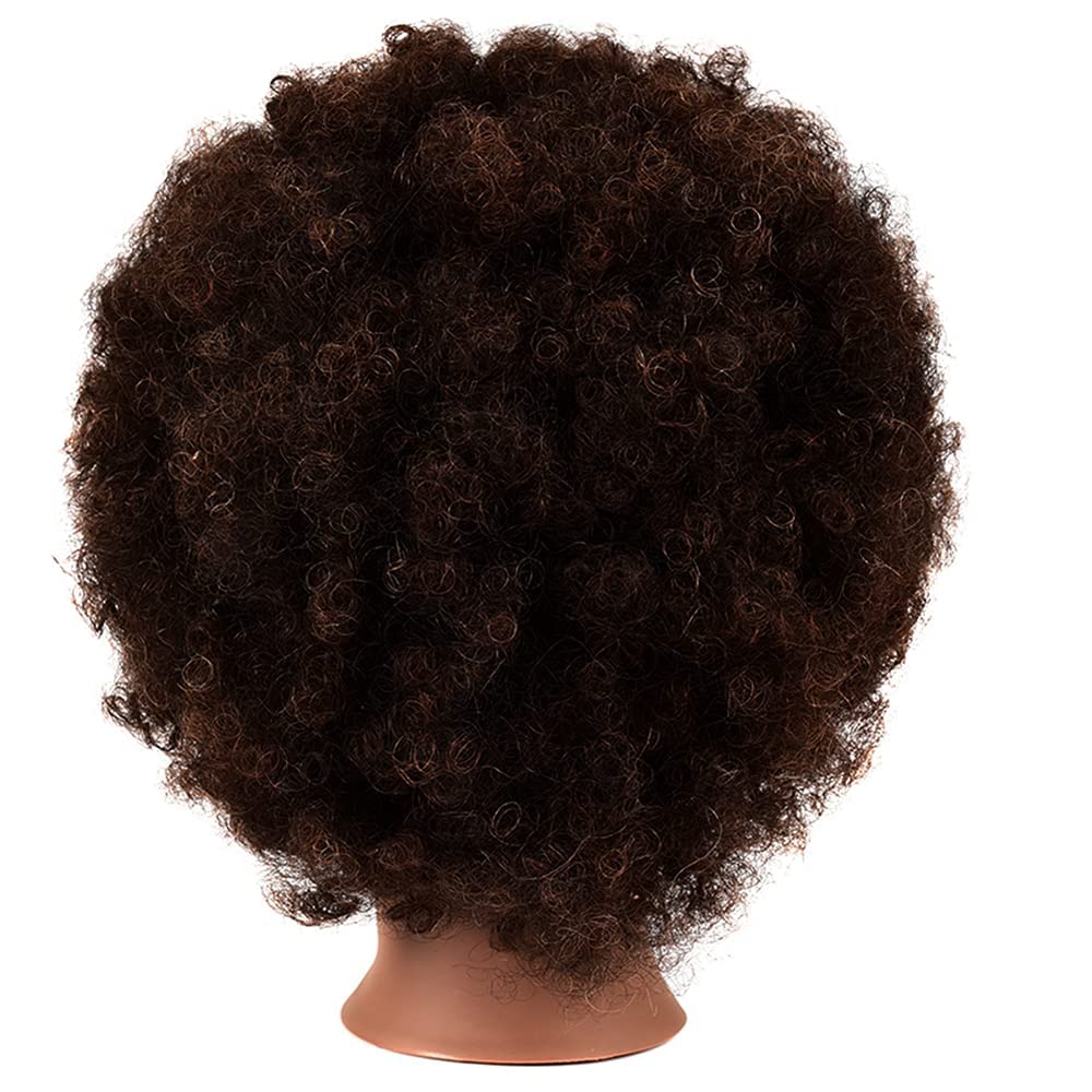 Black MORRIS 10” Human Hair Training Afro Mannequin Head – Short Curly Hair for Beginners to Practice Braiding, Cutting, Styling – Includes Clamp