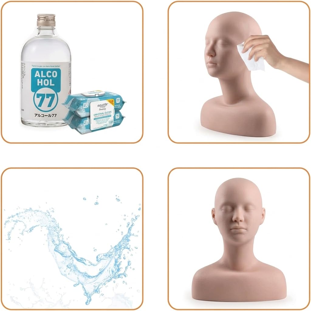 White Smoke Esthetics Mannequin Head with Shoulders - Soft Makeup Practice Head Silicone PVC Cosmetology Students Tool for Wigs Hat Display,Facials Massage,Eyelashes Training,Boards,Face Paint Practicing