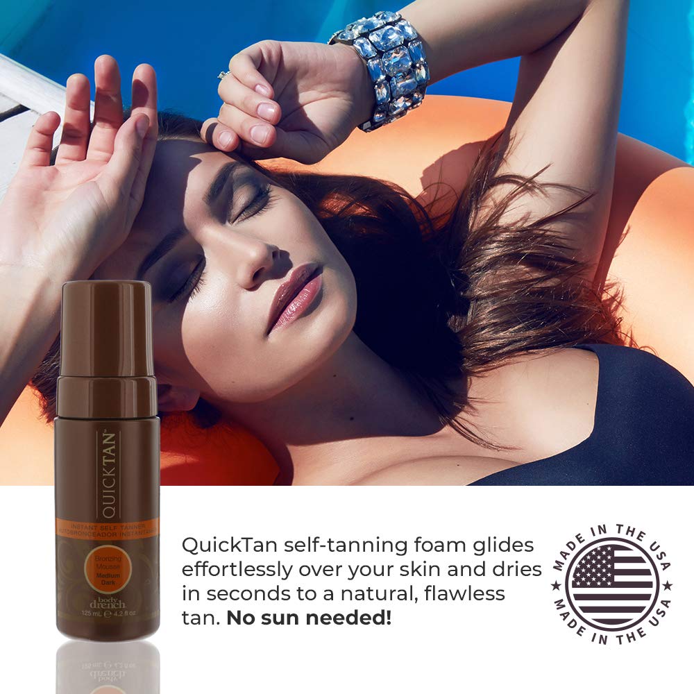 White Smoke Body Drench Quick Tan Instant Self-Tanner - Bronzing Mousse, Self Tanning Foam for Natural and Quick Sun-Kissed Tan Skin, Medium Dark, 4.2 Oz, 2-Pack
