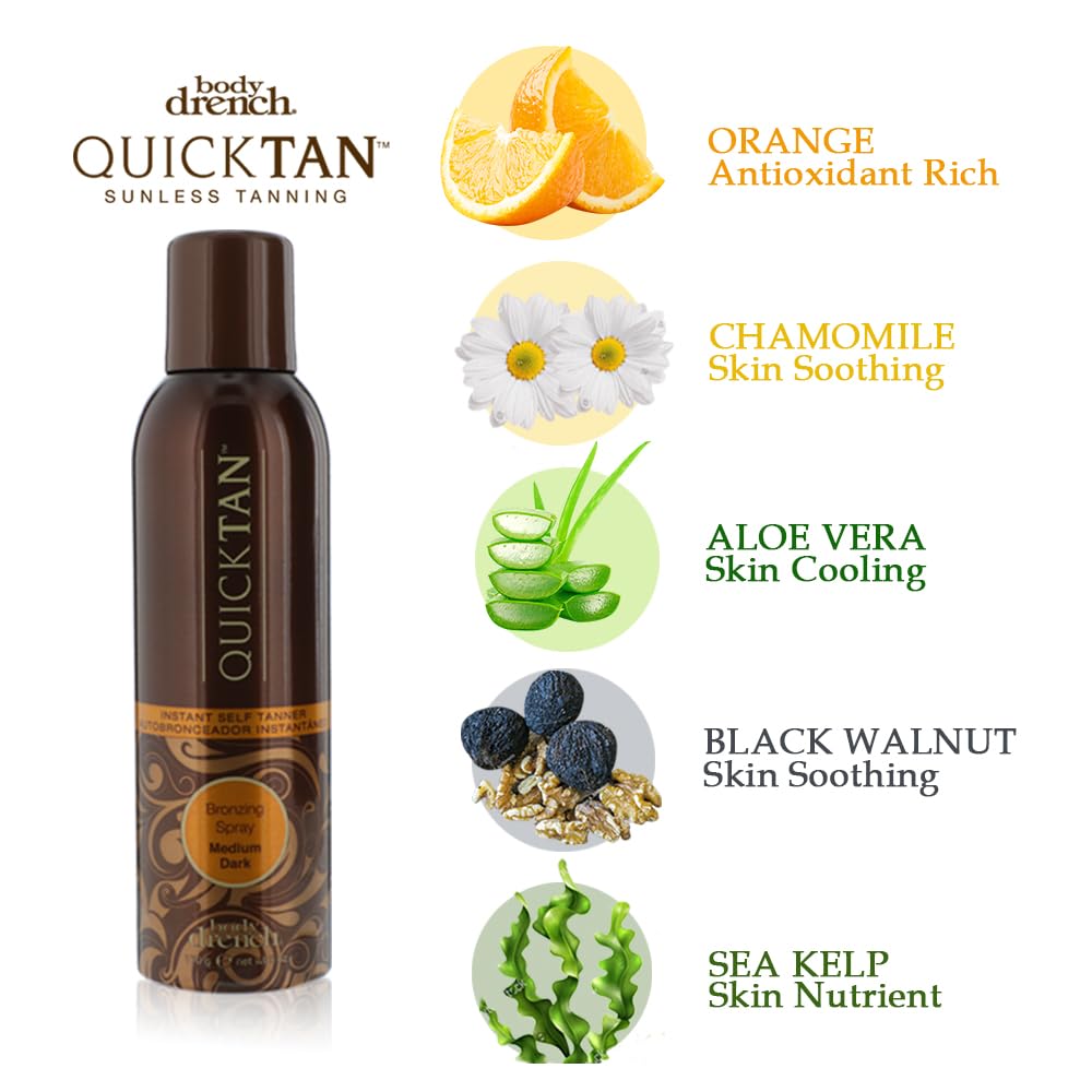 White Smoke Body Drench QuickTan Instant Bronze Self Tanning Spray – Fast-Drying Self Tanner Spray for Natural-Looking Tan, 6 oz, 2 Pack