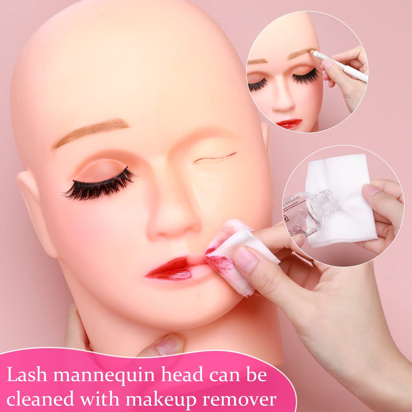 Bisque Reginary 6 Pcs Lash Mannequin Head Silicone Plastic Makeup Training Heads for Makeup Eyelash Grafting Massage and Esthetics Practice(White)
