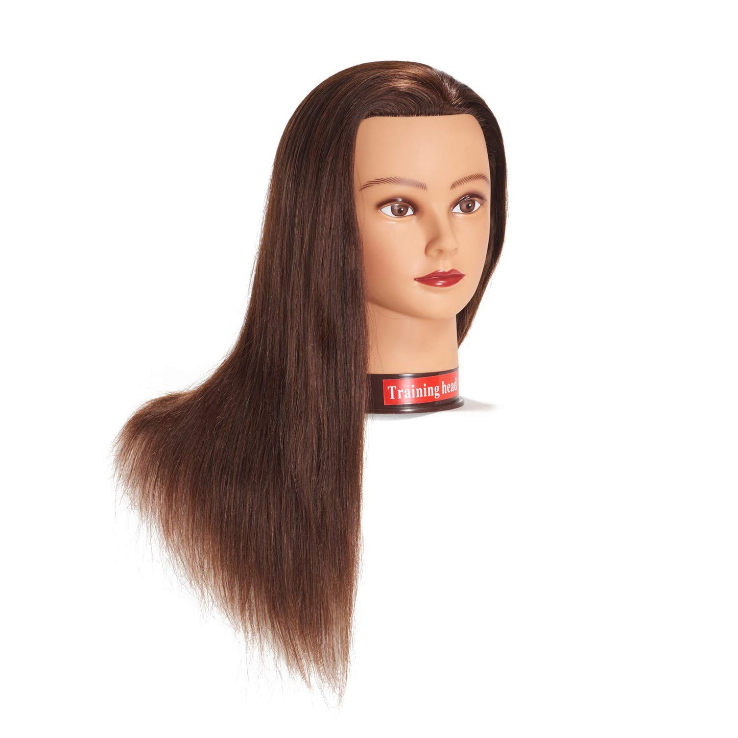 White Smoke Traininghead 20-22" Female 100% Human Hair Mannequin Head Hair Styling Training Head Cosmetology Manikin Head Doll Head for Hairdresser with Free Clamp (Brown)
