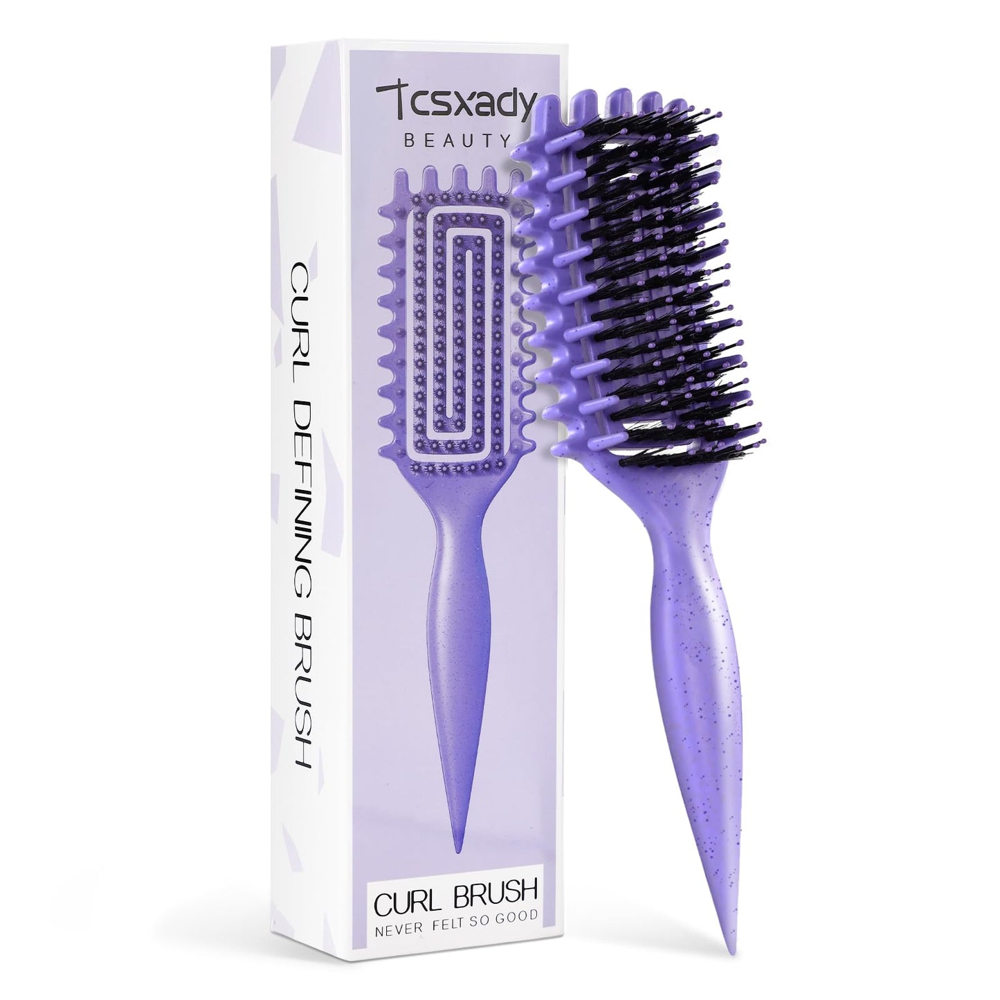 White Smoke Curly Hair Brush,Curl Defining Brush for Effortlessly Defined Curls & Waves,Vented Hair Brush for Wet & Dry Hair,Women and Men,Reduces Frizz (Purple)