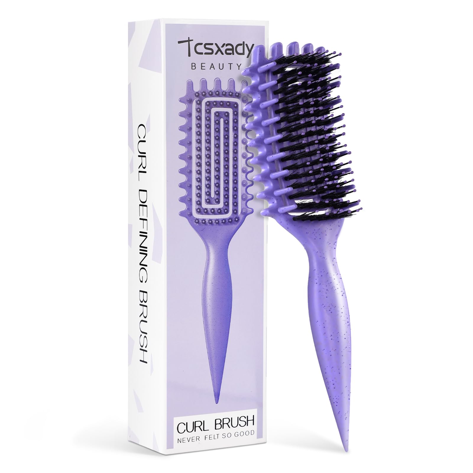 White Smoke Curly Hair Brush,Curl Defining Brush for Effortlessly Defined Curls & Waves,Vented Hair Brush for Wet & Dry Hair,Women and Men,Reduces Frizz (Purple)