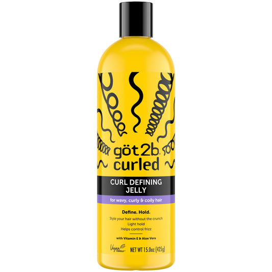 White Smoke Got2B Curled Curl Defining Jelly, 15 Fl Oz, Curl Gel with 72-Hour Frizz Control, Locks in Moisture for Wavy, Curly & Coily Hair, Light Hold, No Crunch Vegan Formula with Vitamin E and Argan Oil