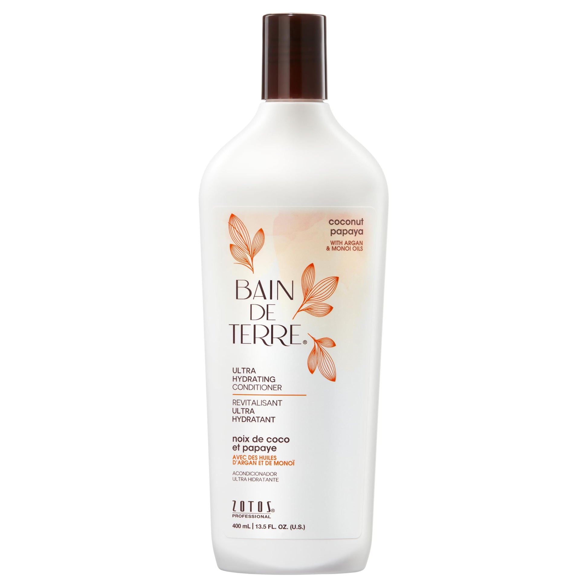 Lavender Bain de Terre Coconut Papaya Ultra Hydrating Conditioner, Moisture Quench for Dry, Damaged Hair, with Argan & Monoi Oils, Paraben-Free, Color-Safe, Vegan, 13.5 Fl Oz