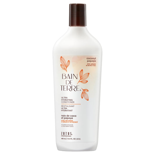 Lavender Bain de Terre Coconut Papaya Ultra Hydrating Conditioner, Moisture Quench for Dry, Damaged Hair, with Argan & Monoi Oils, Paraben-Free, Color-Safe, Vegan, 13.5 Fl Oz