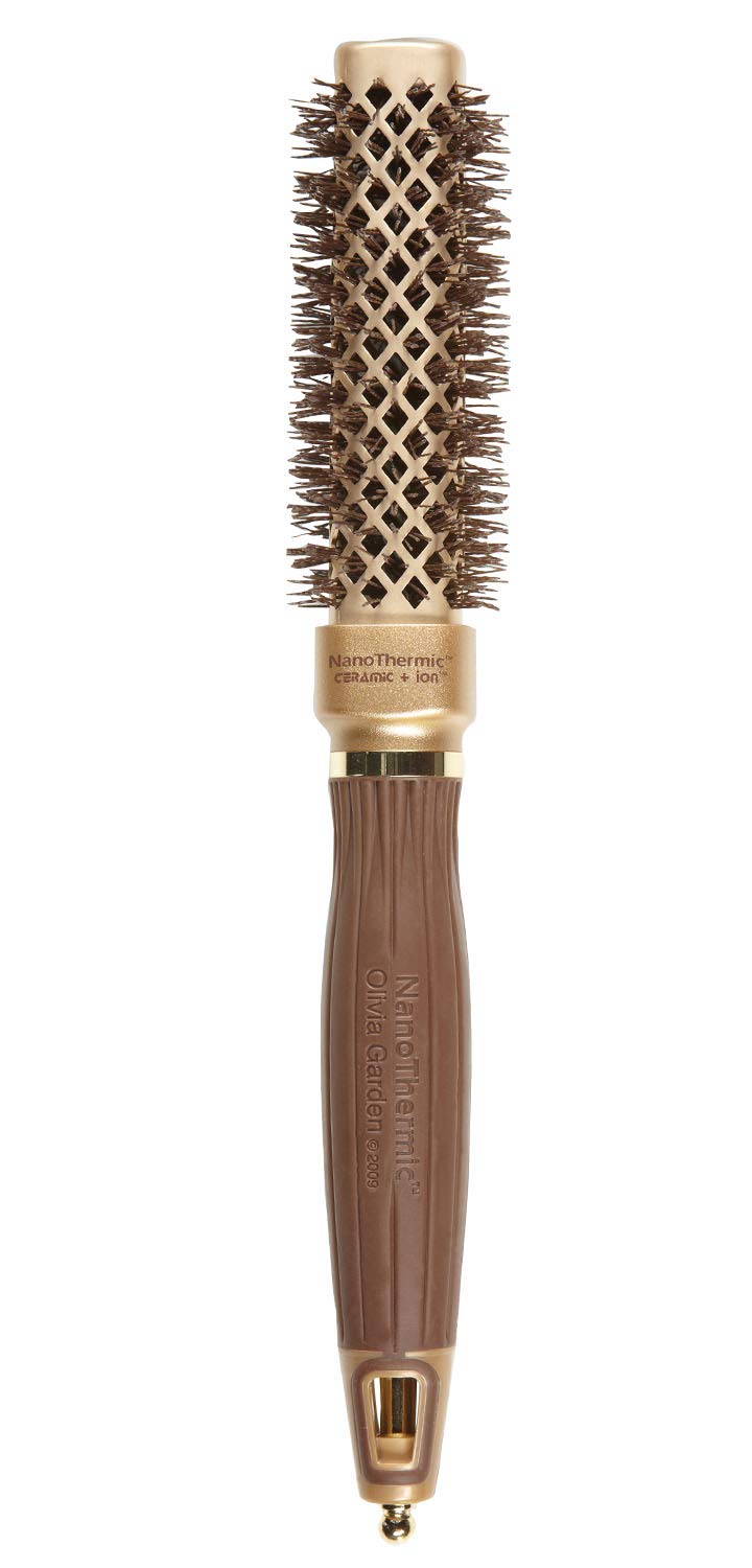 White Smoke Olivia Garden NanoThermic Ceramic + Ion Square Shaper Thermal Hair Brush - Not Electrical - Professional Blowout Brush for Normal to Thick Hair - 1"-Diameter Barrel - NT-S20