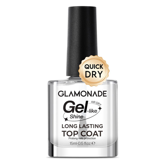 White Smoke Glamonade Top Coat Nail Polish Clear: Quick Dry Nail Polish No Chip High Shine Long Lasting Glossy Fast Air Dry Top Coat for Nail Art Manicure Salon Quality