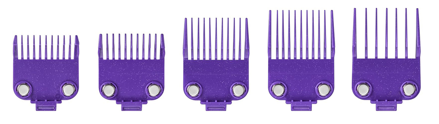White Smoke Andis 560997 OG Master Dual Magnet Attachment Clipper Guard Set, 5-Pack, Purple