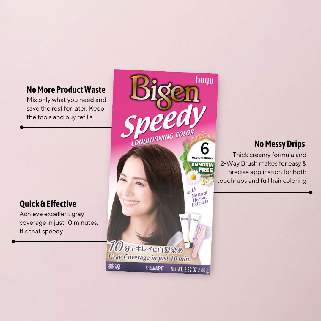 Light Gray Bigen Speedy Conditioning Color Kit: 6 Medium Brown - 3 Pack