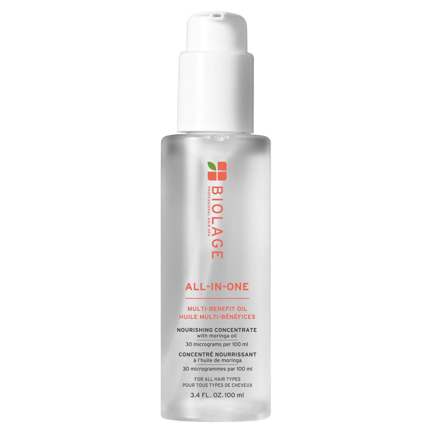 White Smoke Biolage All-In-One Multi-Benefit Styling Oil - Detangles, Nourishes & Smoothes, For All Hair Types, With Moringa Oil, Vegan, 3.4 Fl Oz