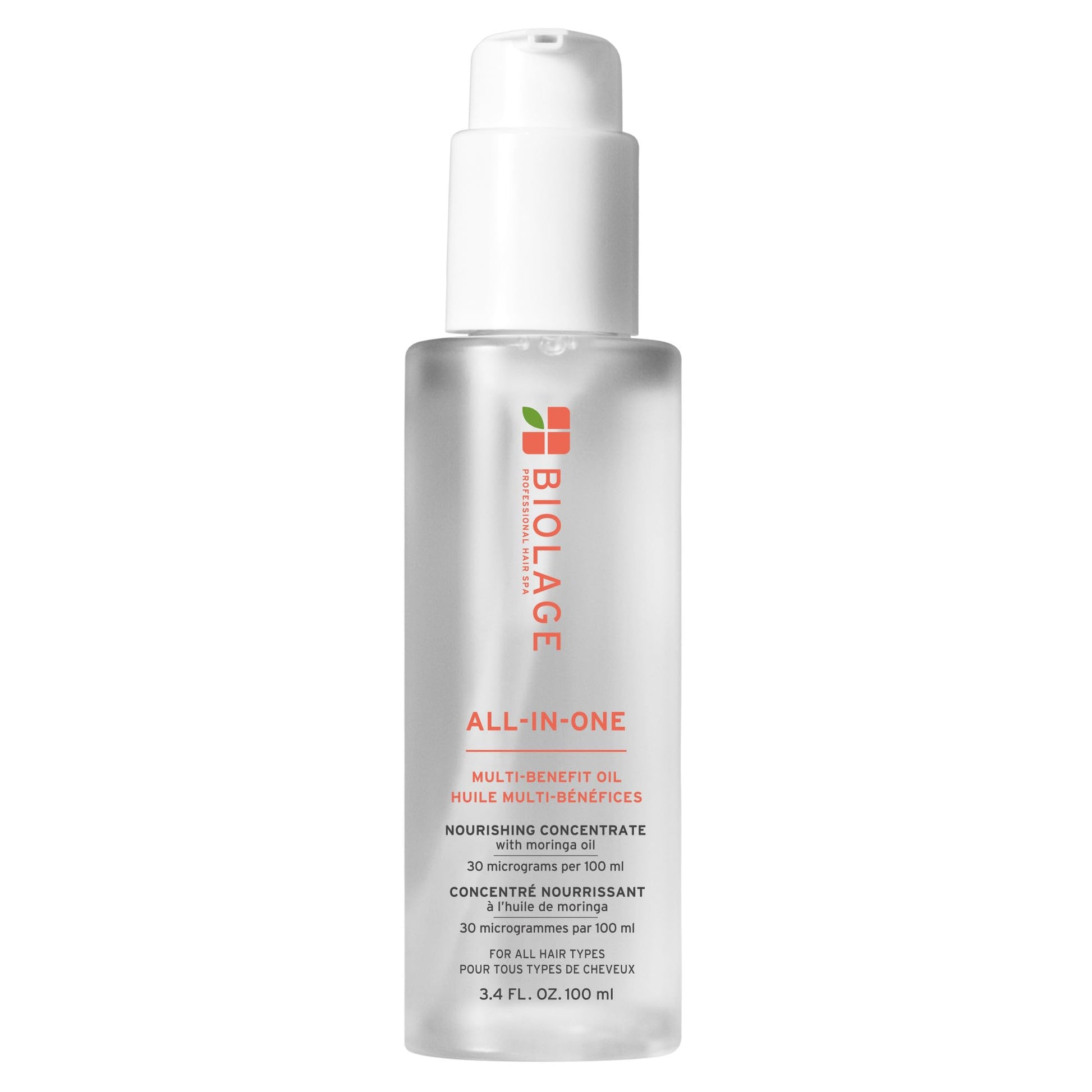 White Smoke Biolage All-In-One Multi-Benefit Styling Oil - Detangles, Nourishes & Smoothes, For All Hair Types, With Moringa Oil, Vegan, 3.4 Fl Oz