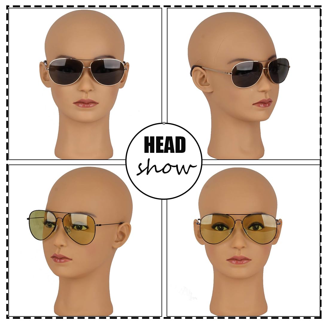 White Smoke Hairway Female Professional Cosmetology Training Mannequin - Bald Mannequin Head for Wigs Making and Display - With Free T-Pins (Light Brown 21.5 Inch)