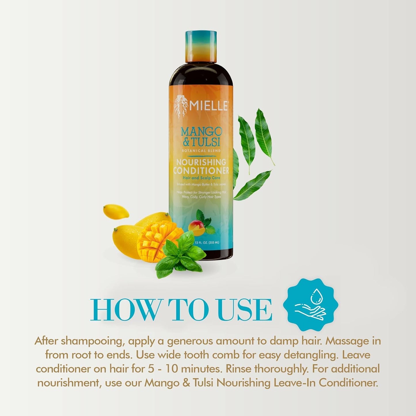 Lavender Mielle Organics Mango & Tulsi Nourishing Conditioner (12 Oz)