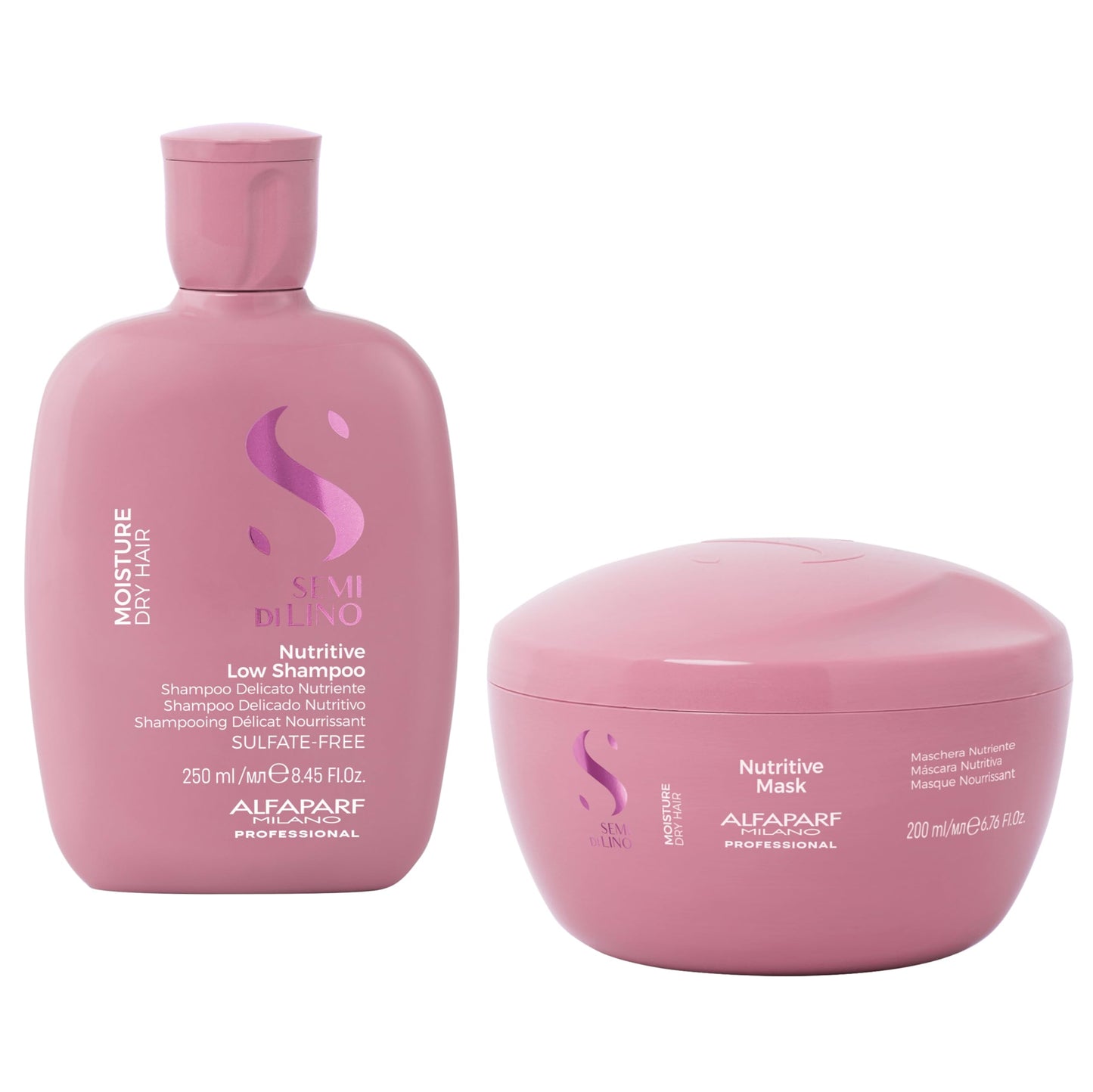 White Smoke Semi di Lino Moisturizing Shampoo and Hair Mask for Dry Hair - Hydrates, Nourishes, Softens - Color Safe - Adds Shine and Softness on Dry Damaged Hair - Sulfate Free