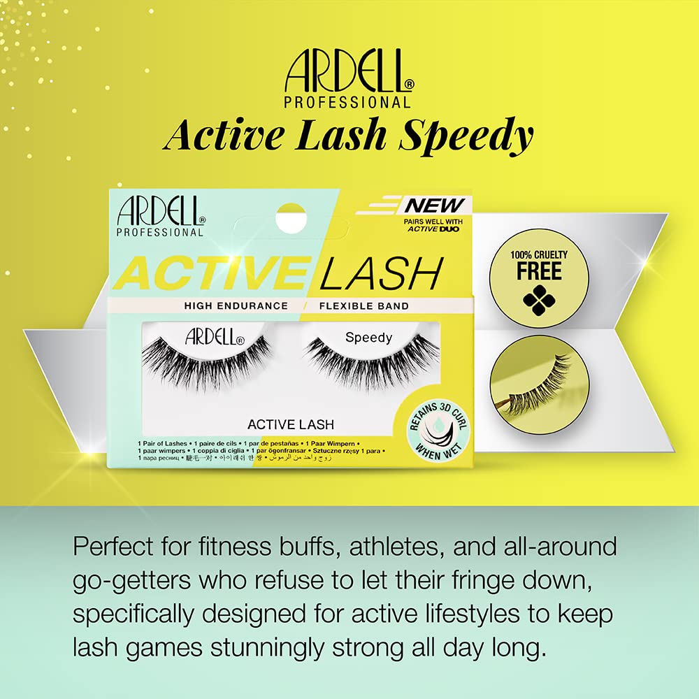 Light Gray Ardell Active Lashes Speedy - Long-Lasting False Eyelashes, Sweat-Resistant, Natural Look for Active Wear