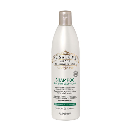 White Smoke Il Salone Milano Professional Keratin Shampoo for Damaged Hair - Hair Repair Shampoo - Frizz Control - Made with Almond Oil & Vitamin E - Salon Quality Haircare (16.9 oz / 500 ml)